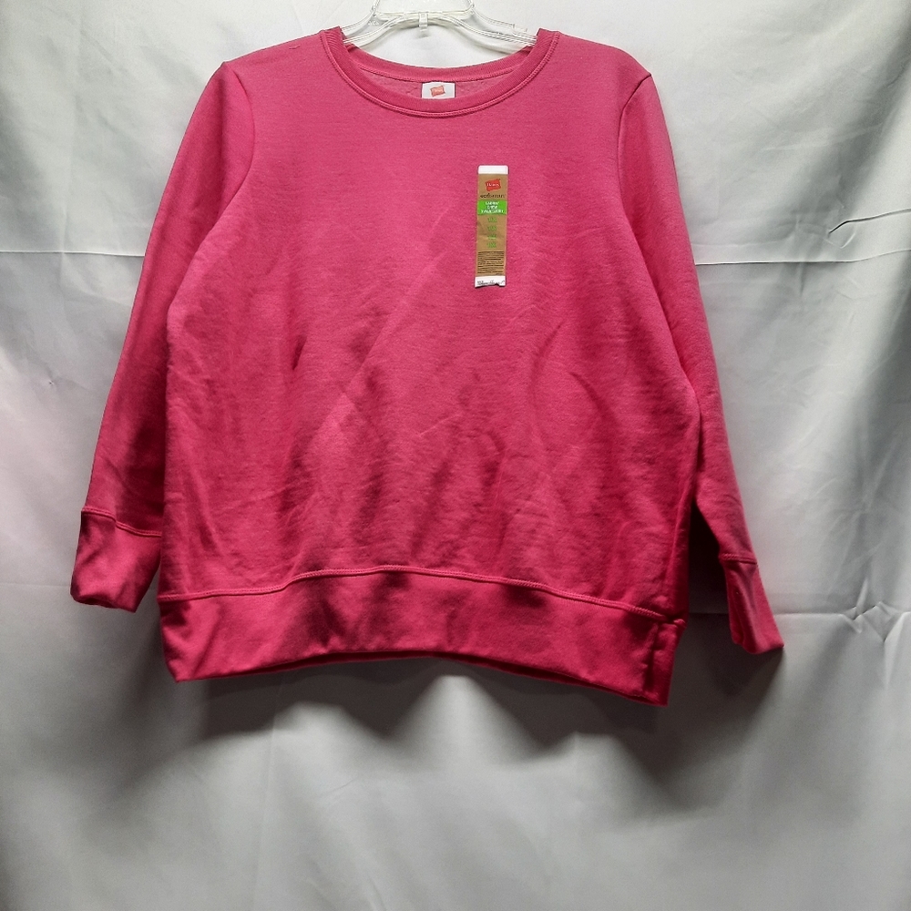 NWT Hanes Jazzberry Pink Heather Eco Smart Ladies Crew Sweatshirt 1XL (16W)